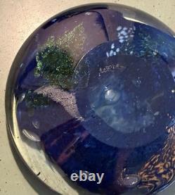 Vintage Murano Style Paper Weight Or Trinket Tray Handblown Blue and Green
