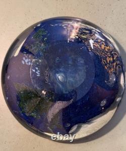 Vintage Murano Style Paper Weight Or Trinket Tray Handblown Blue and Green