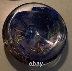 Vintage Murano Style Paper Weight Or Trinket Tray Handblown Blue and Green