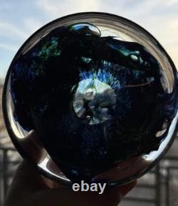 Vintage Murano Style Paper Weight Or Trinket Tray Handblown Blue and Green