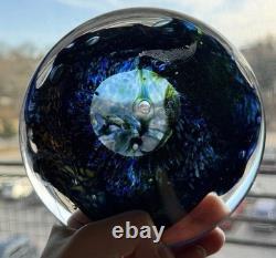 Vintage Murano Style Paper Weight Or Trinket Tray Handblown Blue and Green