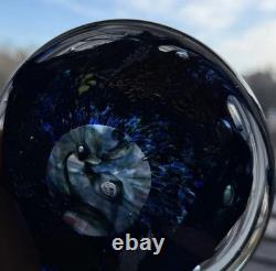 Vintage Murano Style Paper Weight Or Trinket Tray Handblown Blue and Green