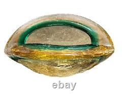 Vintage Murano Style Sommerso Ashtray Bowl Handblown Art Glass 1960 Italy