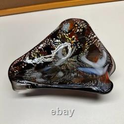 Vintage Murano Style Tutti Frutti Art Glass Bowl Gold Foil Ashtray 9
