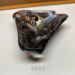 Vintage Murano Style Tutti Frutti Art Glass Bowl Gold Foil Ashtray 9