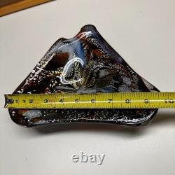 Vintage Murano Style Tutti Frutti Art Glass Bowl Gold Foil Ashtray 9