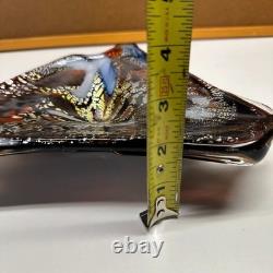 Vintage Murano Style Tutti Frutti Art Glass Bowl Gold Foil Ashtray 9