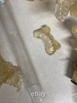 Vintage Murano Style Venetian Glass Candelabra Parts Gold Fleck Arms Bobeches