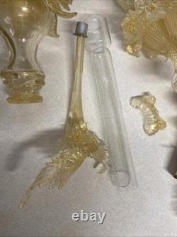 Vintage Murano Style Venetian Glass Candelabra Parts Gold Fleck Arms Bobeches