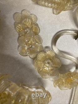Vintage Murano Style Venetian Glass Candelabra Parts Gold Fleck Arms Bobeches