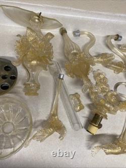 Vintage Murano Style Venetian Glass Candelabra Parts Gold Fleck Arms Bobeches