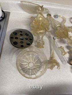 Vintage Murano Style Venetian Glass Candelabra Parts Gold Fleck Arms Bobeches