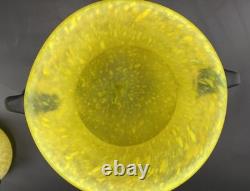 Vintage Murano Style Yellow Scavo Art Glass Vase Pair Attr Cenedese/Seguso