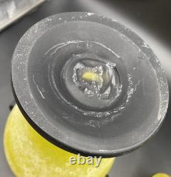 Vintage Murano Style Yellow Scavo Art Glass Vase Pair Attr Cenedese/Seguso