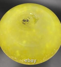 Vintage Murano Style Yellow Scavo Art Glass Vase Pair Attr Cenedese/Seguso