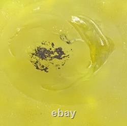 Vintage Murano Style Yellow Scavo Art Glass Vase Pair Attr Cenedese/Seguso