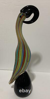 Vintage Murano Styled Formia Art Glass Exotic Bird Pelican Tucan Sculpture 13.5