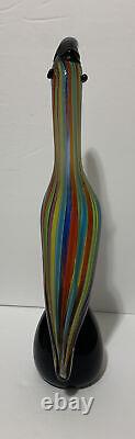 Vintage Murano Styled Formia Art Glass Exotic Bird Pelican Tucan Sculpture 13.5