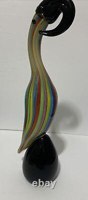 Vintage Murano Styled Formia Art Glass Exotic Bird Pelican Tucan Sculpture 13.5