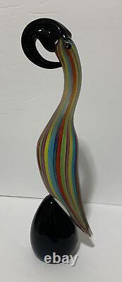 Vintage Murano Styled Formia Art Glass Exotic Bird Pelican Tucan Sculpture 13.5