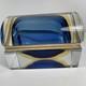 Vintage Murano Summerso Blue Block Glass Box With Brass Trim Signed 5.25 in