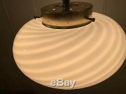 Vintage Murano Swirl-Glass Ceiling Lamp, 1970s, Mid-Century Large Crème Vetri