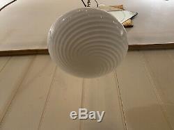 Vintage Murano Swirl-Glass Ceiling Lamp, 1970s, Mid-Century Large Crème Vetri