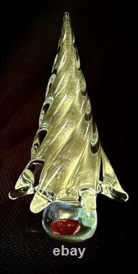 Vintage Murano Swirl Glass Gold Dust Christmas Tree 7 In