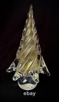 Vintage Murano Swirl Glass Gold Dust Christmas Tree 7 In