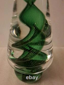 Vintage Murano Swirl Glass Green and Gold Swirl Christmas Tree 8.5 Tall