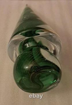 Vintage Murano Swirl Glass Green and Gold Swirl Christmas Tree 8.5 Tall