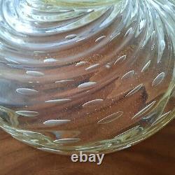 Vintage Murano Swirl Gold Dust Bubble Bowl Footed Art Glass