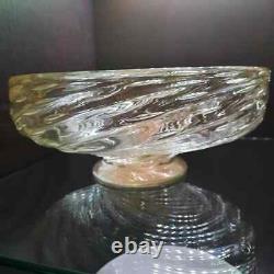 Vintage Murano Swirl Gold Dust Bubble Bowl Footed Art Glass