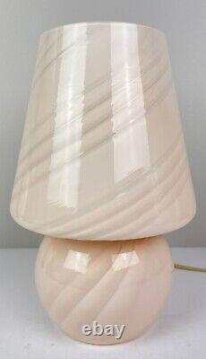 Vintage Murano Swirled Pink Glass Mushroom Lamp 70s Fungo