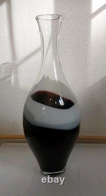 Vintage Murano Tall Art Glass Purple & White Bottle -Beatiful Design No Chips