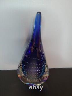 Vintage Murano  Teardrop Art Glass Sculpture 2 Tone Blue / Controlled Bubbles