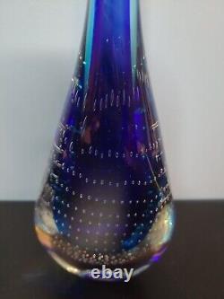 Vintage Murano  Teardrop Art Glass Sculpture 2 Tone Blue / Controlled Bubbles