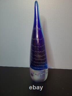 Vintage Murano  Teardrop Art Glass Sculpture 2 Tone Blue / Controlled Bubbles