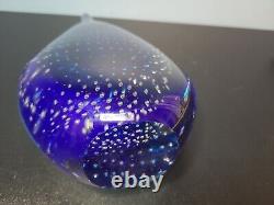 Vintage Murano  Teardrop Art Glass Sculpture 2 Tone Blue / Controlled Bubbles