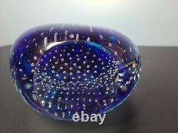 Vintage Murano  Teardrop Art Glass Sculpture 2 Tone Blue / Controlled Bubbles