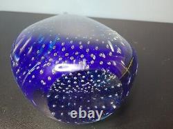 Vintage Murano  Teardrop Art Glass Sculpture 2 Tone Blue / Controlled Bubbles