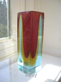 Vintage Murano Tiozzo & Ferro triple sommerso Glass vase inc original foil label