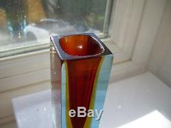 Vintage Murano Tiozzo & Ferro triple sommerso Glass vase inc original foil label