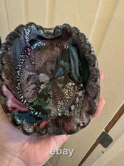 Vintage Murano Tutti Frutti Confetti Glass Italy Italian Ashtray Dish