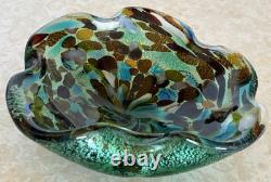 Vintage Murano Tutti Frutti Glass Dish Folded Edge Hand Blown Unsigned (263ME)