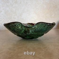 Vintage Murano Tutti Frutti Glass Dish Folded Edge Hand Blown Unsigned (263ME)