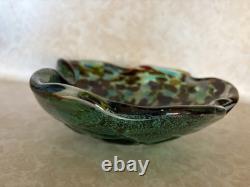 Vintage Murano Tutti Frutti Glass Dish Folded Edge Hand Blown Unsigned (263ME)