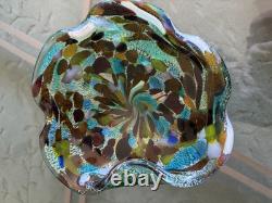 Vintage Murano Tutti Frutti Glass Dish Folded Edge Hand Blown Unsigned (263ME)
