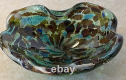 Vintage Murano Tutti Frutti Glass Dish Folded Edge Hand Blown Unsigned (263ME)