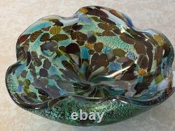 Vintage Murano Tutti Frutti Glass Dish Folded Edge Hand Blown Unsigned (263ME)